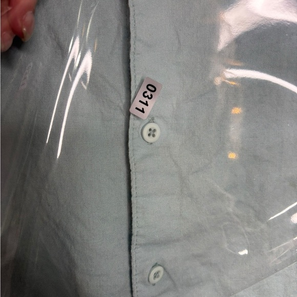 Onia Men’s Teal Mint Blue Linen Blend Casual Long Sleeve Button Down Size XL - Picture 11 of 11